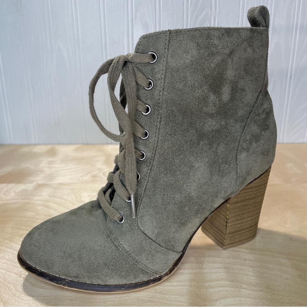 Candie’s Couture Block Heel Ankle Boots - Olive